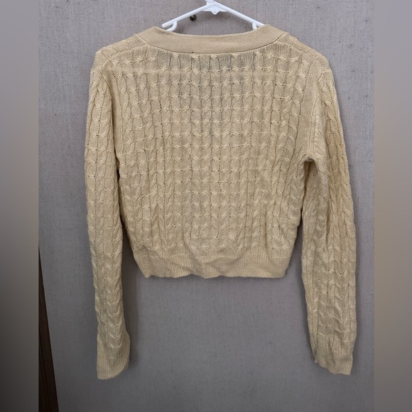 Reformation Cardigan Sweater Womens butter Yellow Annabell Cropped Knit Linen XS - Picture 5 of 11